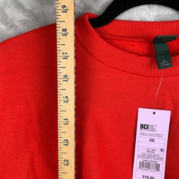 BCI CASUAL CROP CREW SWEATSHIRT TOP WOMENS/GIRLS Size XS in RED - Picture 8 of 10